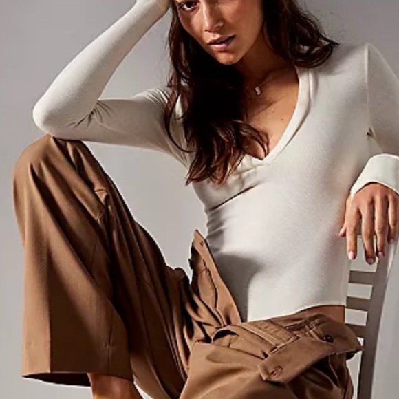 🔖 FREE PEOPLE Do It Right Bodysuit Collar Ivory Intimately FP011423CY - Picture 8 of 11